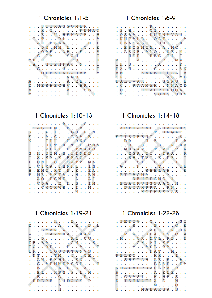 Searching Through Chronicles: 1 Chronicles 1-13