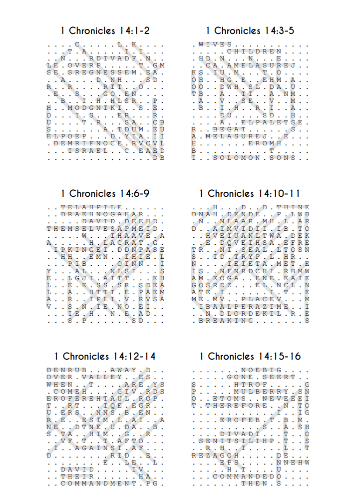 Searching Through Chronicles: 1 Chronicles 14-29