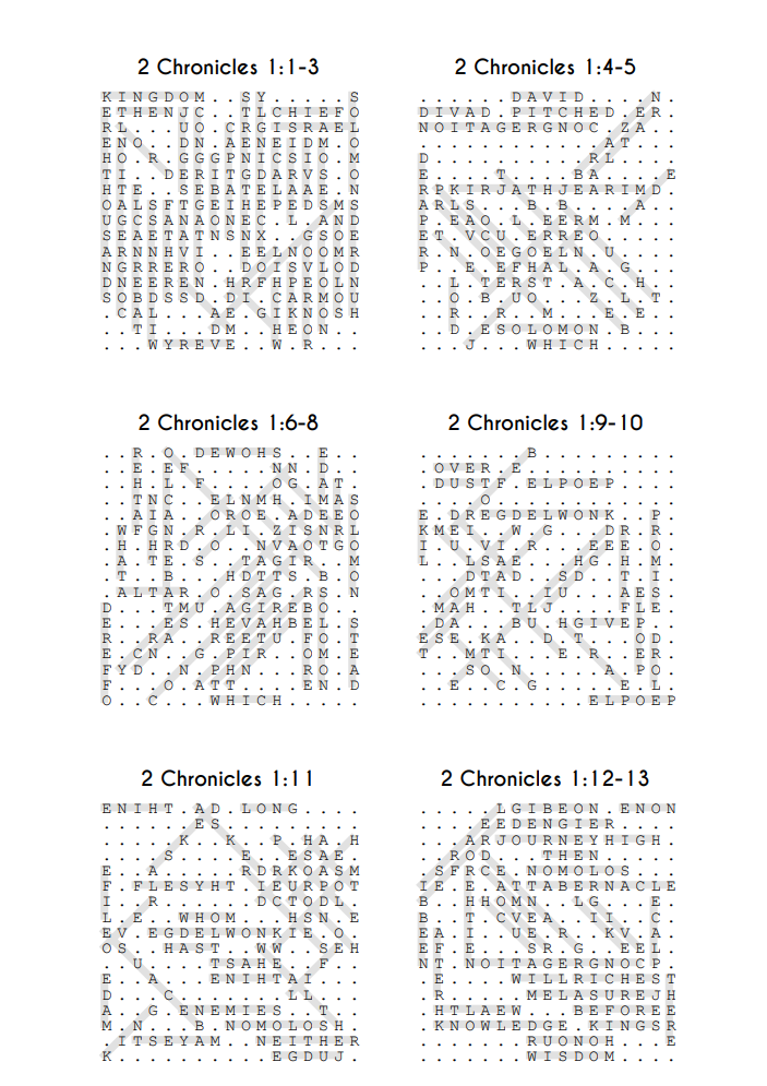 Searching Through Chronicles: 2 Chronicles 1-20