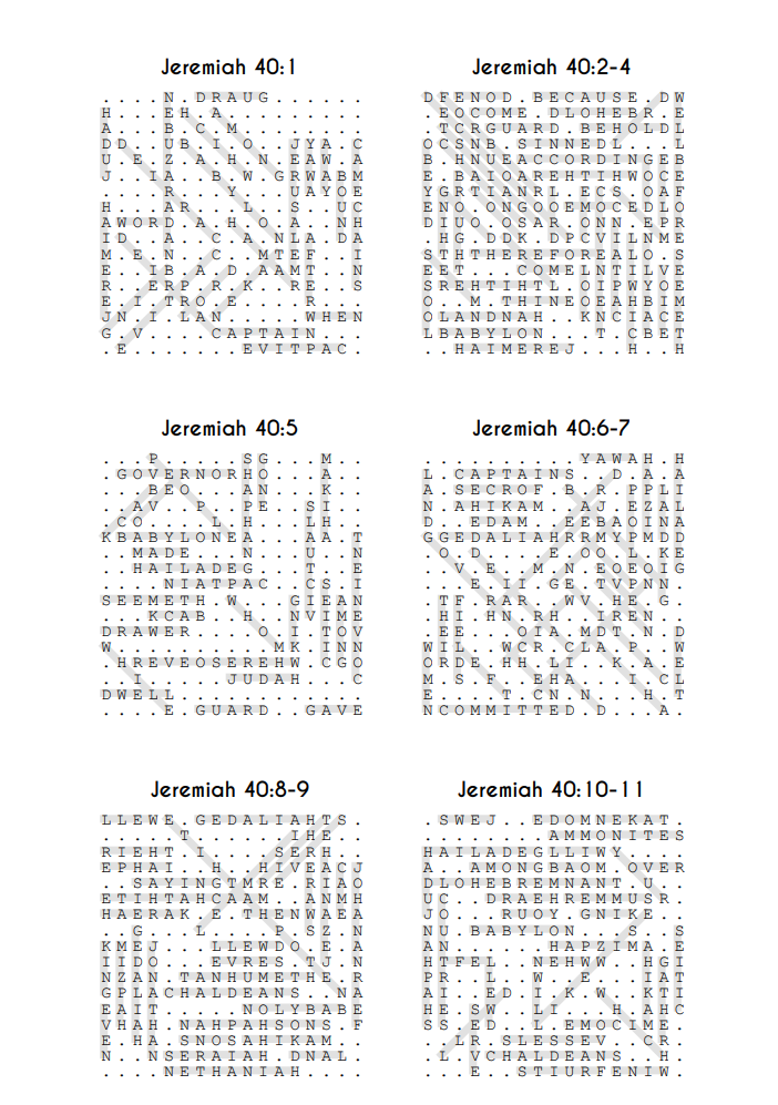 Searching Through Jeremiah: Chapters 40-52