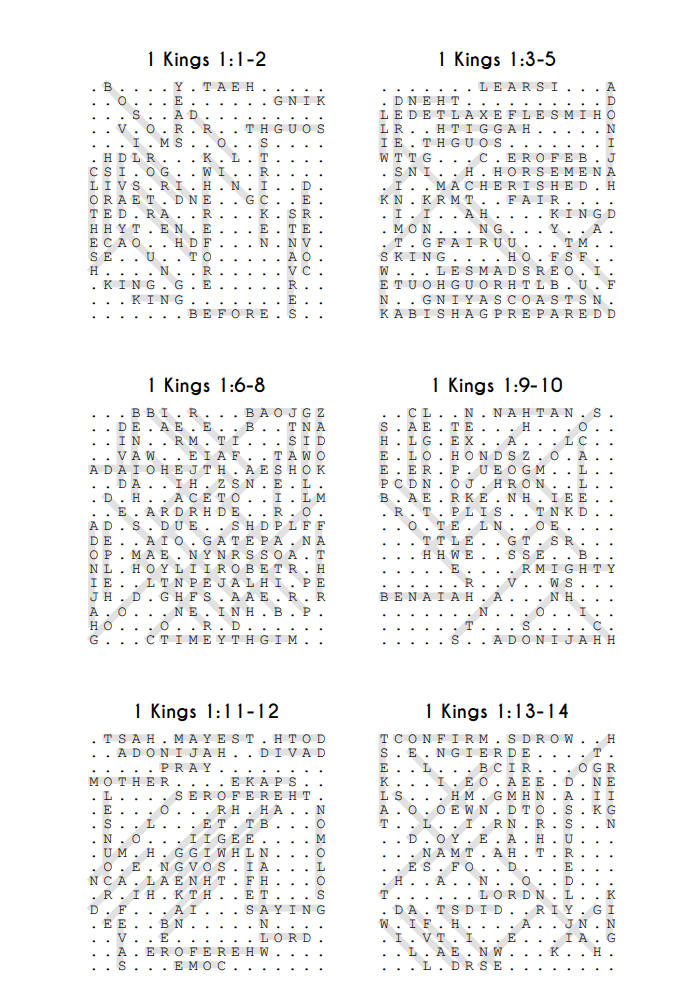 Searching Through Kings: 1 Kings 1-11