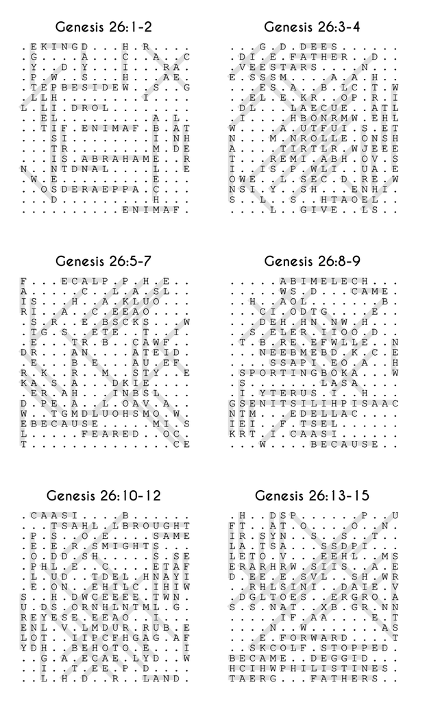 Searching through Genesis: Chapters 26-36