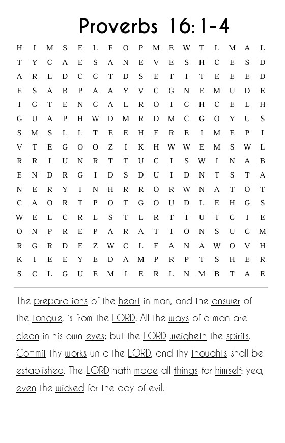 Searching through Proverbs: Chapters 16-31