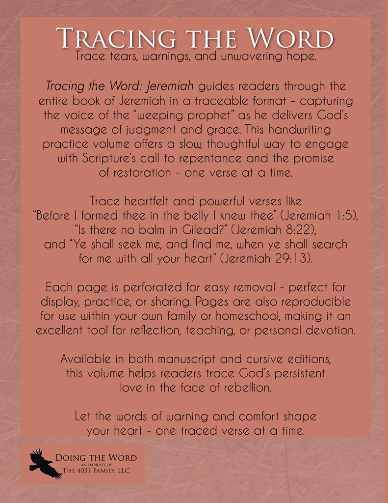 Tracing the Word: Jeremiah