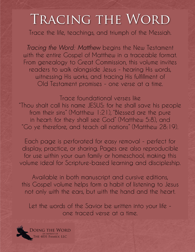 Tracing the Word: Matthew