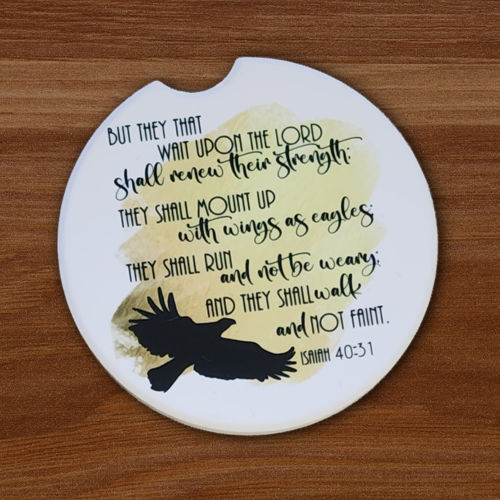 Isaiah 40:31 Gold Car Coaster
