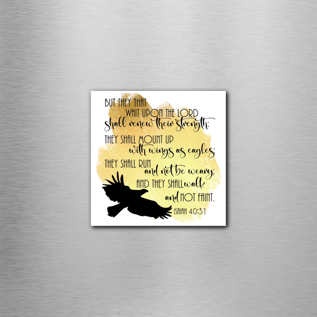 Isaiah 40:31 Gold Square Magnet