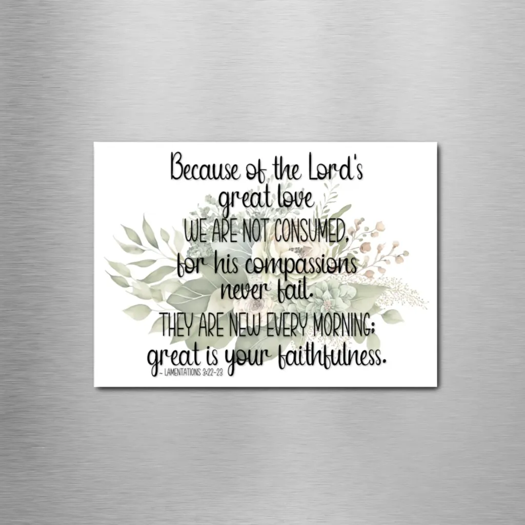 Lamentations 3:22-23 Floral Rectangle Magnet