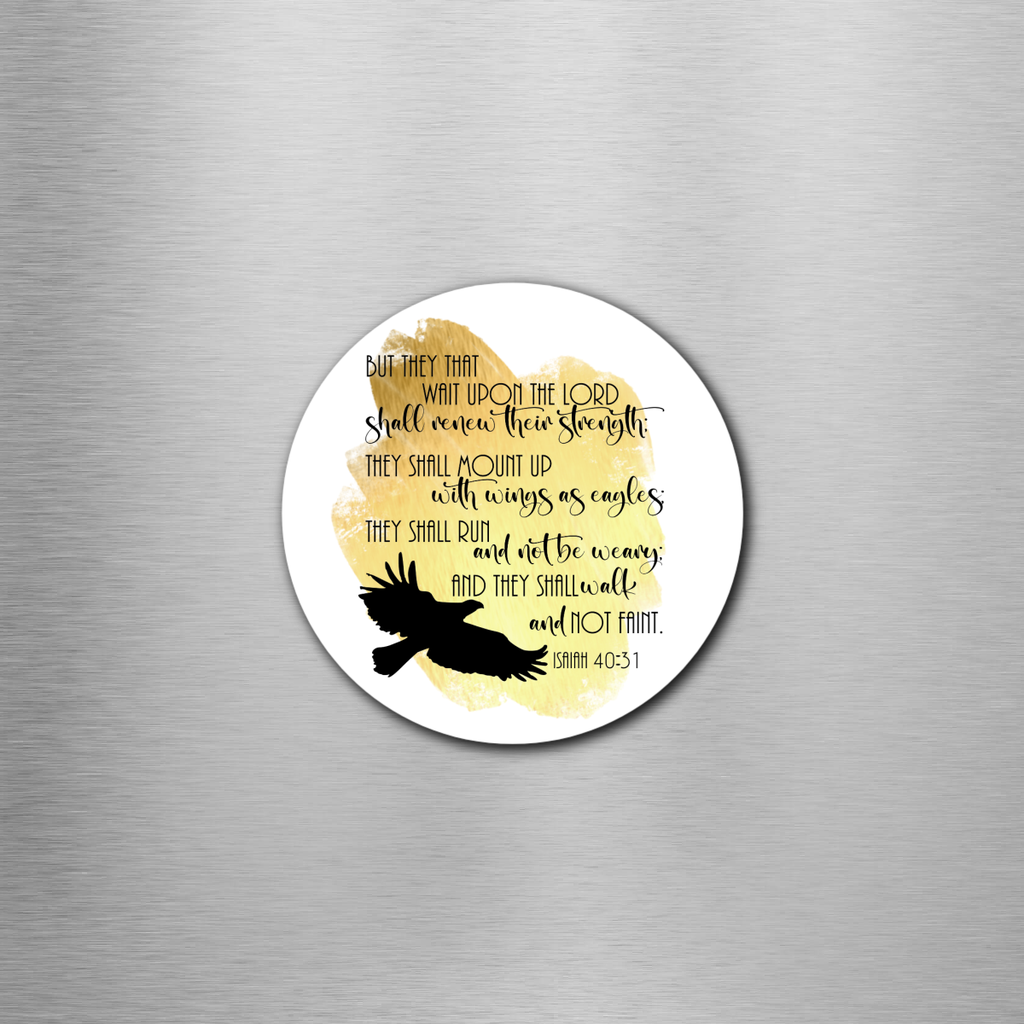 Isaiah 40:31 Gold Circle Magnet