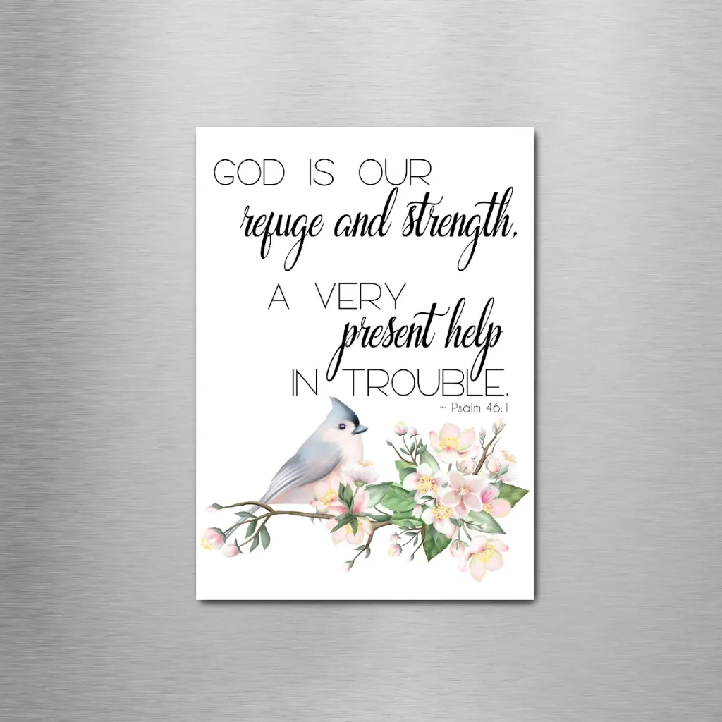 Psalm 46:1 Bird Rectangle Magnet